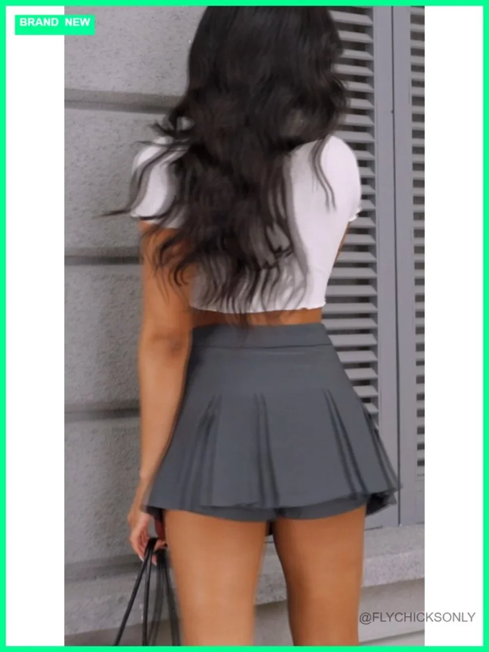 High Waisted Pleated Skater A Line Mini Skirt with Zipper